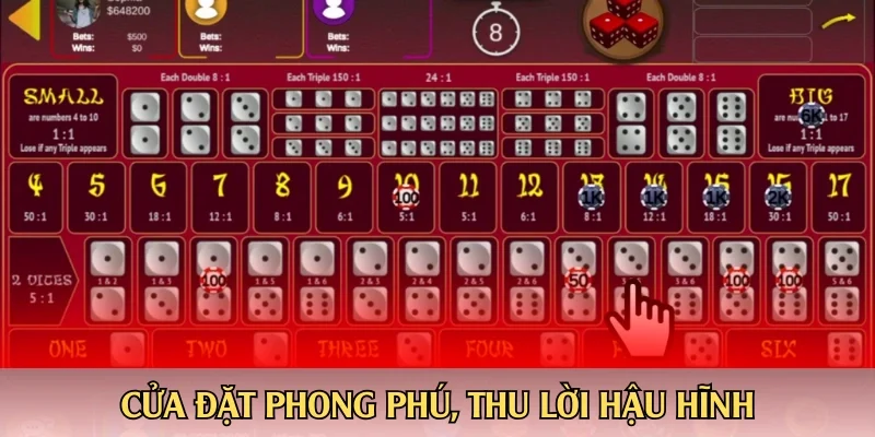 Cửa đặt phong phú, thu lời hậu hĩnh
