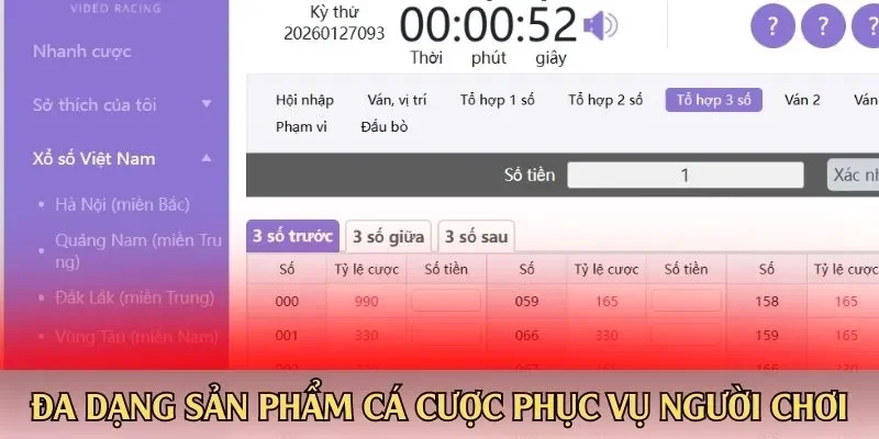 Đa dạng sản phẩm cá cược phục vụ người chơi